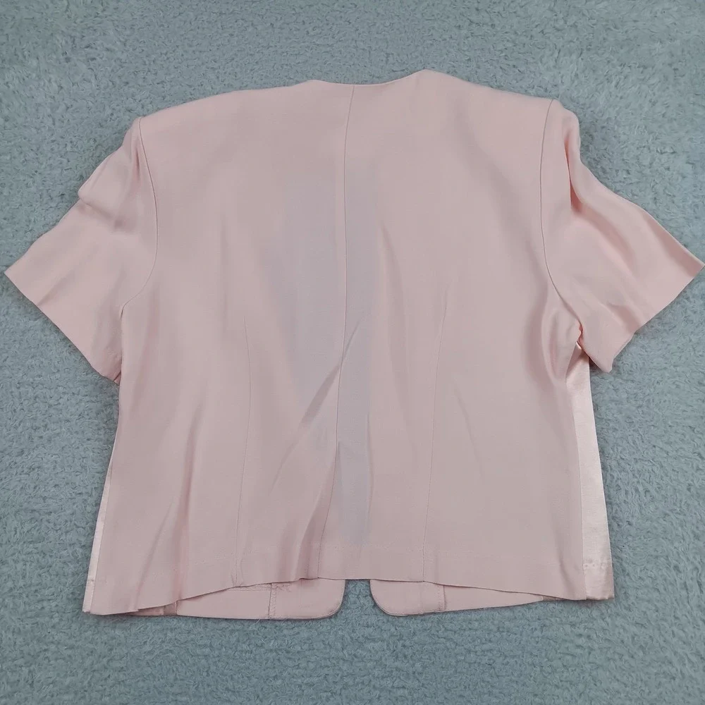 VTG Petite Perceptions Jacket Woman 12 Pink Satin Trim Pearl Button USA Made